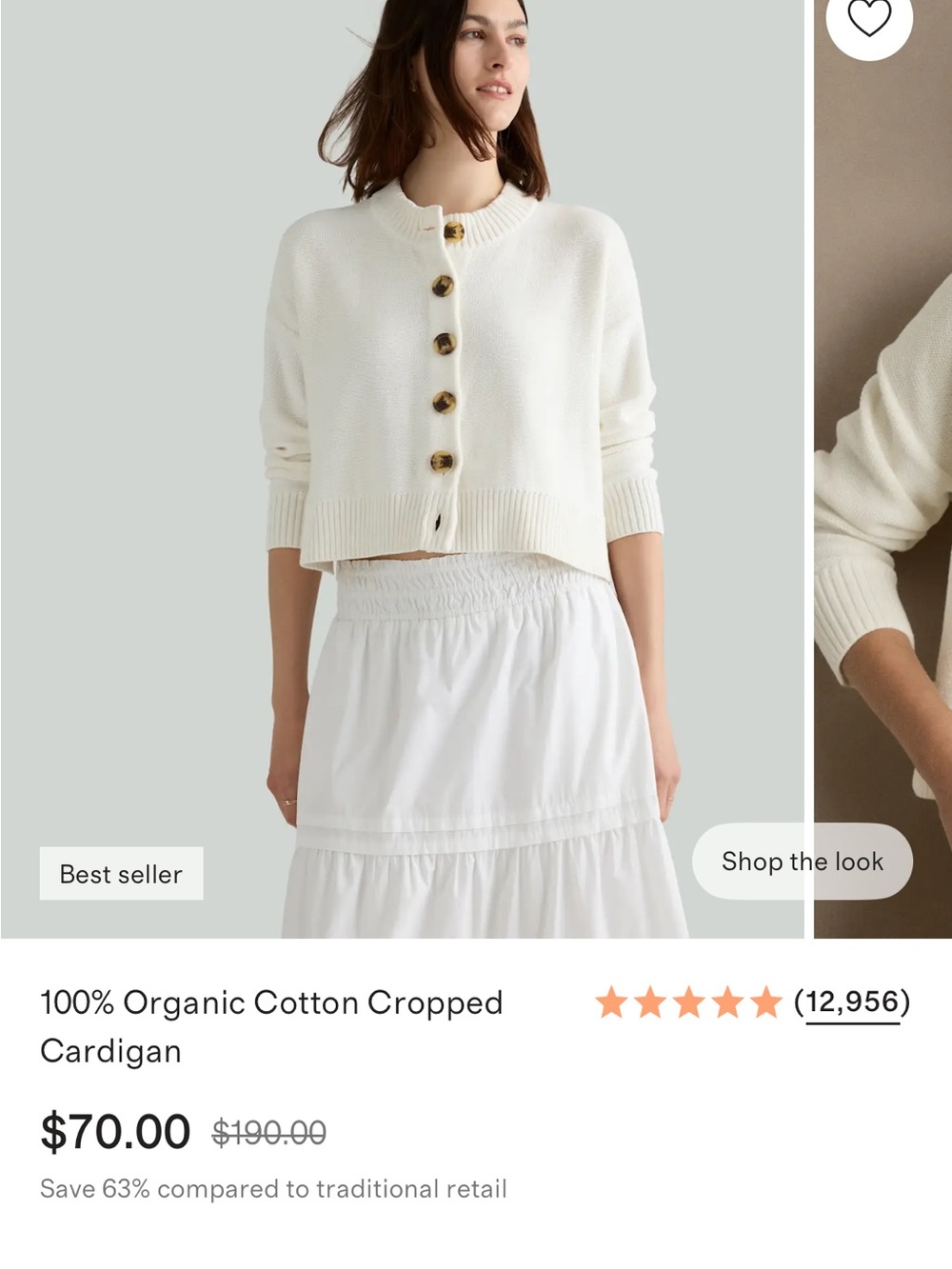 Women's White Cotton Button-Front Sweater